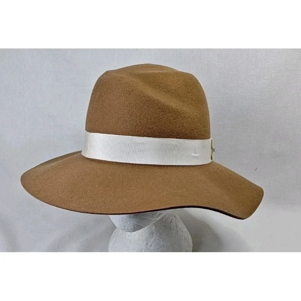 Rag & Bone Women's Medium Brown New‎ York Zoe Wool Summer Wide Brim Hat Cap